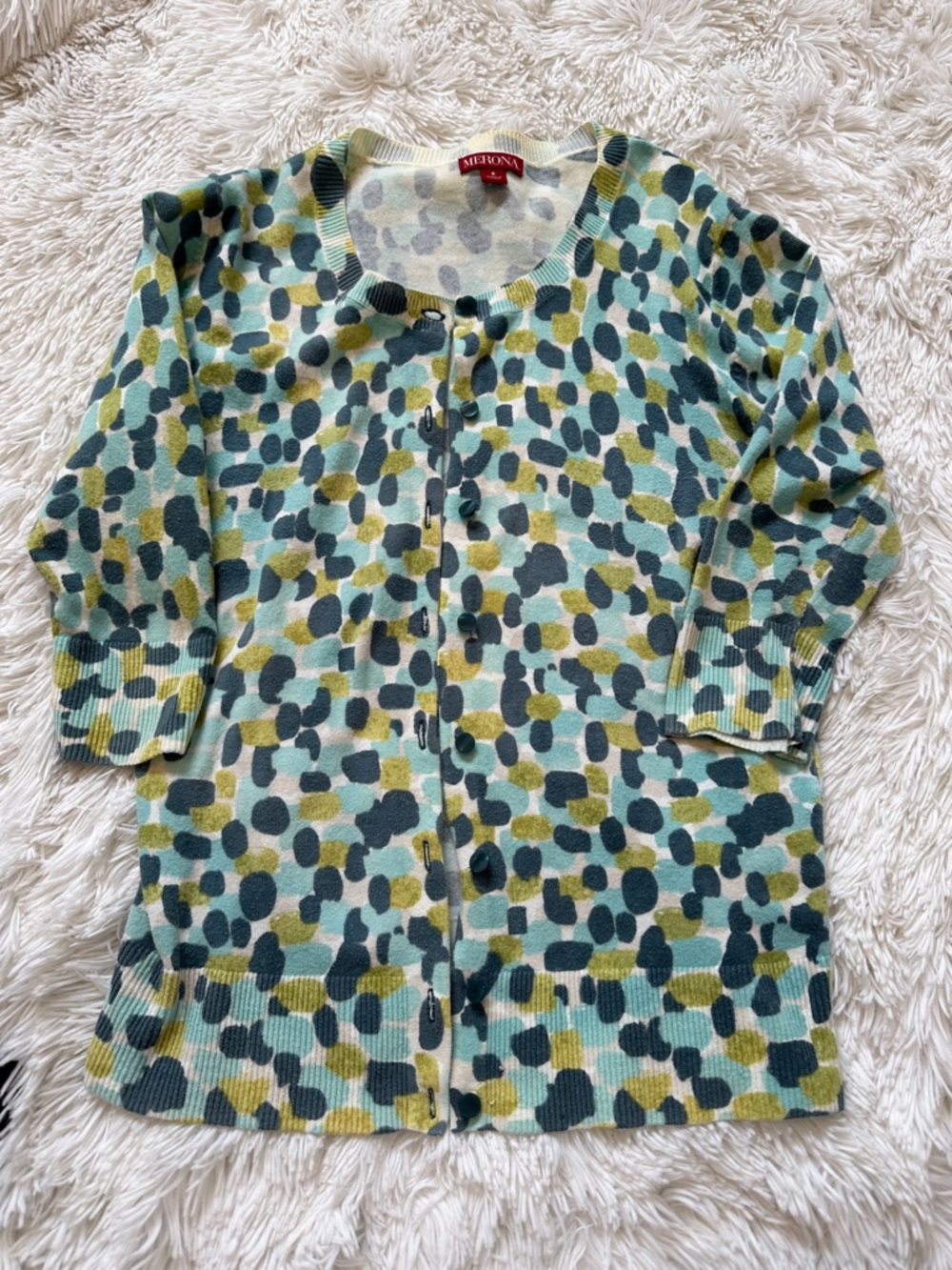 Green Multi Dot Cardigan